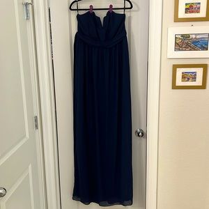 Strapless Navy Formal Dress